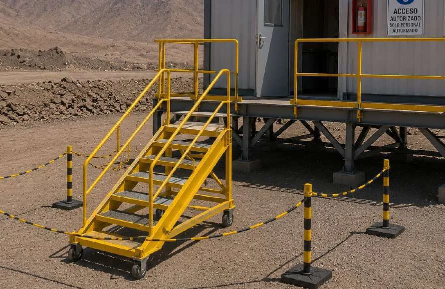 Escalera industrial móvil fabricada en estructura metálica